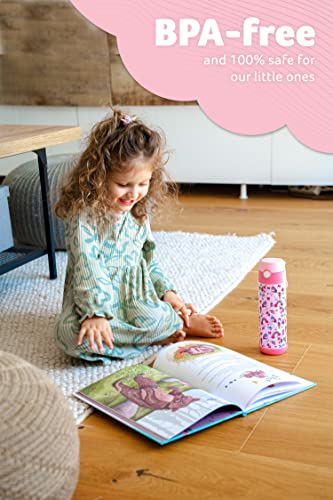 Jarlson kids water bottle with straw - CHARLI - insulated stainless steel water bottle - thermos - girls/boys (Unicorn 'Mosaic', 18 oz) - Image 3