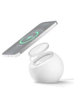 Silicone Pellet Magsafe Magnetic Charger Holder for iPhone 12 Series(White)