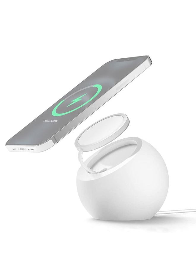 HuHa - Silicone Pellet Magsafe Magnetic Charger Holder for iPhone 12 Series(White) - Image 1