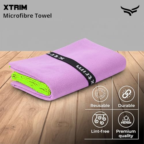 XTRIM Microfibre Towel (Small), Towel for Bath, Towel for Gym, Spa, Swimming, Fabric, Quick-Dry, Extra Absorbent, Lightweight, Lint-Free, Reusable, Odour-Resistant (Lavender) - Image 2