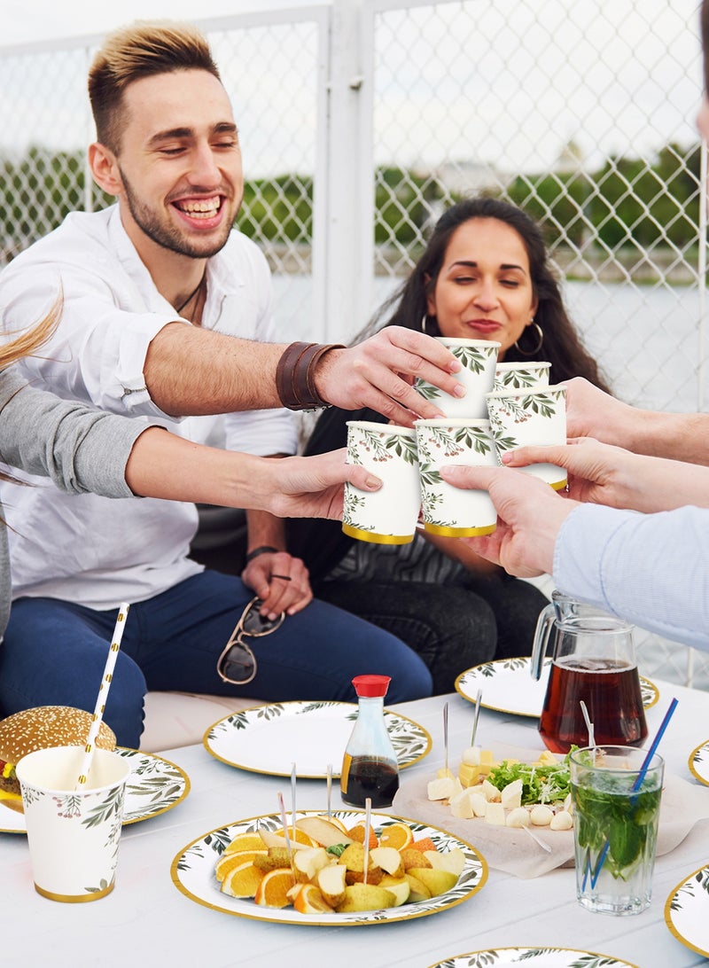 URbazaar 200 Pcs Plates and Napkins, Guest Spring Party Supplies Include Scalloped Paper Plates Napkins Cups Plastic Spoons Forks Knives Disposable Tableware Set for Baby Shower - Image 3