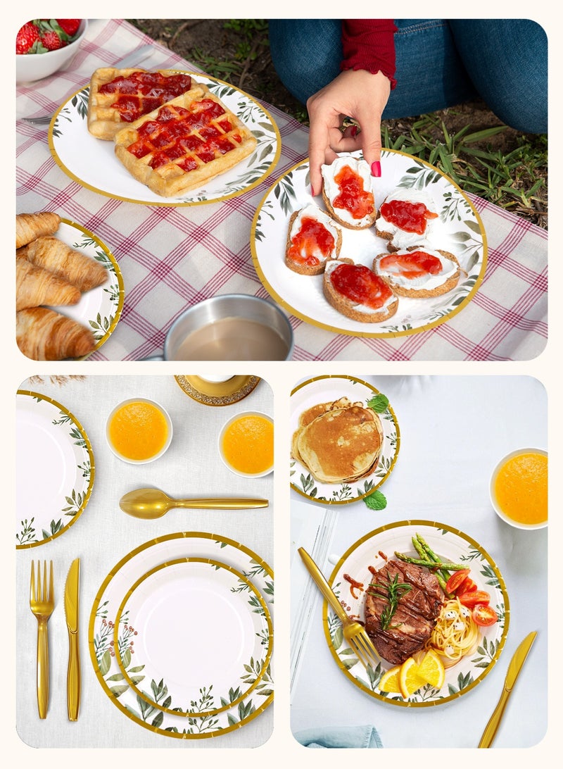 URbazaar 200 Pcs Plates and Napkins, Guest Spring Party Supplies Include Scalloped Paper Plates Napkins Cups Plastic Spoons Forks Knives Disposable Tableware Set for Baby Shower - Image 5