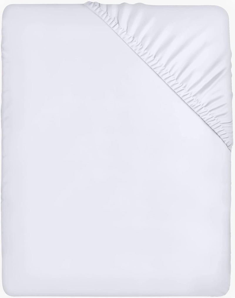 Utopia Bedding Fitted Sheet Double White  Deep Pocket 14 inch 35 cm  Easy Care  Soft Brushed Microfibre Fabric  Shrinkage and Fade Resistant  Bottom Sheet