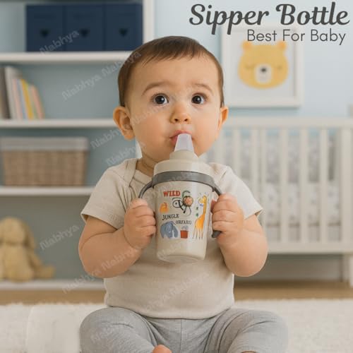 Nabhya Hot & Cold Stainless Steel Double Walled 360ml Sippy Cup Anti-Spill Soft Silicone Spout Baby Sipper & Side Handles with Cute Cartoon Design for Kids (Note -Color Random as Per Availability) - Image 2