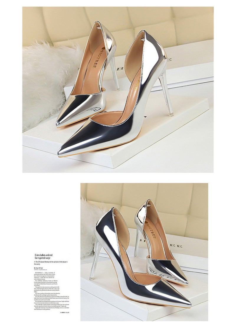 BIGTREE 10.5 سم كعوب معدنية أنيقة مع كعوب عالية وحذاء مدبب - Image 2