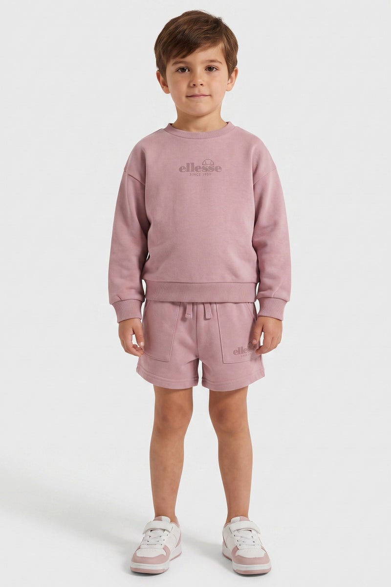 Ellesse Kids Boy 2 Piece Brand Logo Sweatshirt And Shorts Set, Light Purple - Image 1