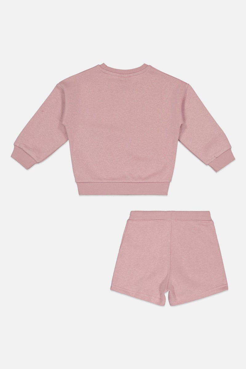 Ellesse Kids Boy 2 Piece Brand Logo Sweatshirt And Shorts Set, Light Purple - Image 2