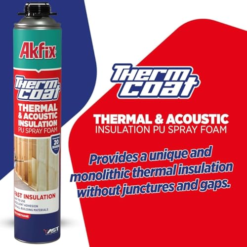 Akfix Thermcoat Spray Foam Insulation Kit 40 sq ft (2x27.1 oz.) - 11.32/2 inch Closed Cell Expanding Wide Sealant Thermal Insulation for Walls and Attic - Gun & Cleaner Included - Image 2