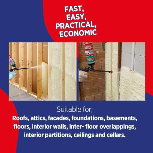 Akfix Thermcoat Spray Foam Insulation Kit 40 sq ft (2x27.1 oz.) - 11.32/2 inch Closed Cell Expanding Wide Sealant Thermal Insulation for Walls and Attic - Gun & Cleaner Included - Image 4