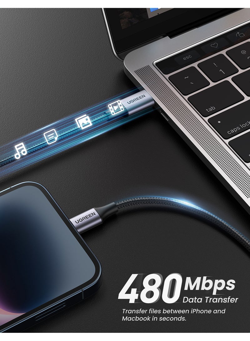 Ugreen iPhone Cable 1M [MFi Certified] USB C to Lightning Fast Charging Wire Braided Cord 20W Fast PD Charge for iPhone 14/14 Plus/ 14 Pro/14 Pro Max/iPhone 13/12/11/XS/Pro Max /Pro/Mini/SE/ ipad 9 Black - Image 4