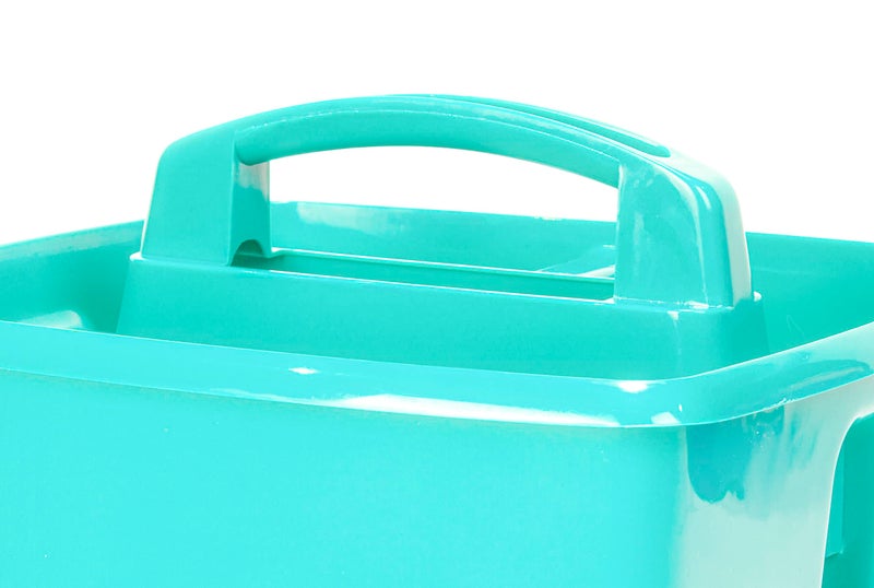 Storex 3-Compartment Small Caddy – Multipurpose Classroom Organizer with Handle, Teal, 5-Pack (00952U06C), 9.25 x 9.25 x 5.25 Inches - Image 2