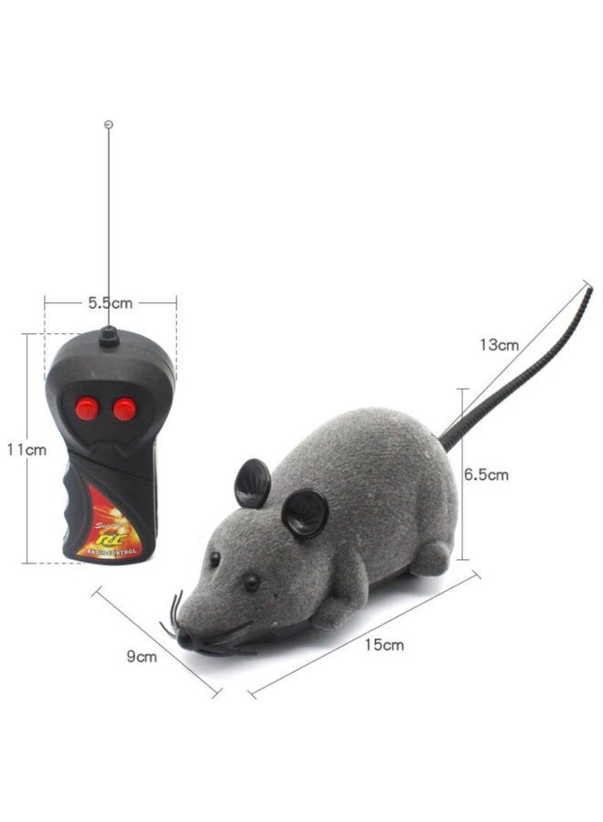 Remote Controlled Realistic Mouse Electric Prank Animal Model Children's Toy For Cat Dog Teasing Hot Sale-Color:Two Pouch Mouse-Dark Grey - Image 1