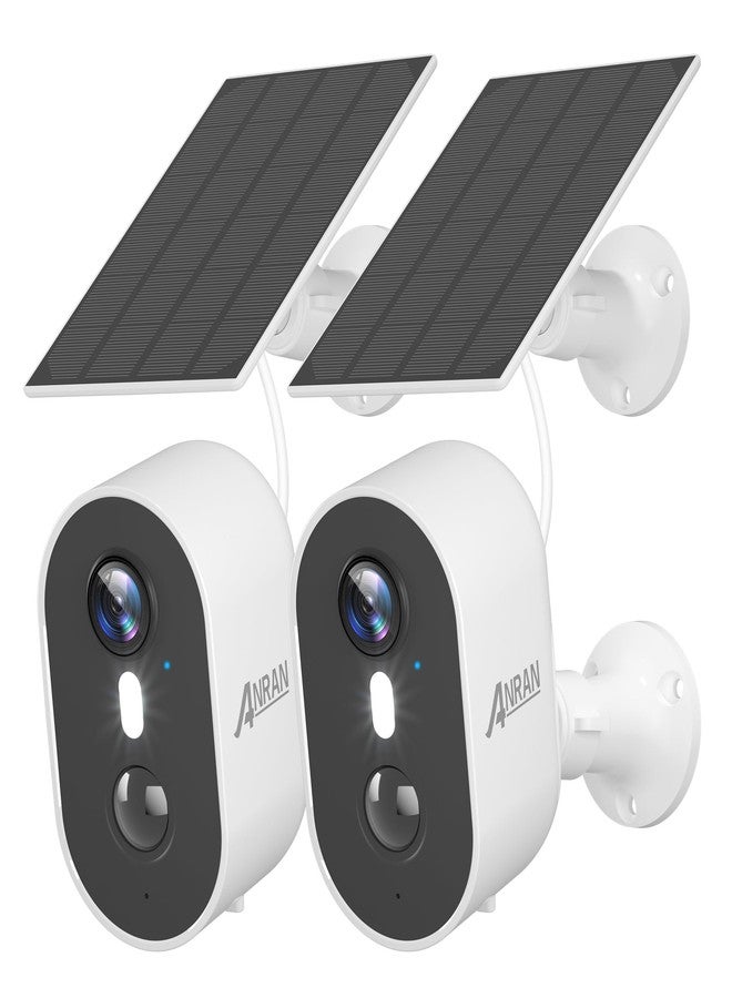 ANRAN Solar Security Cameras Wireless Outdoor for Home Security, 3MP 2K Color Night Vision WiFi Surveillance Home Camera with Solar Panel, Spotlight, PIR Detection, 2-Way Talk, 2 Packs - Image 1