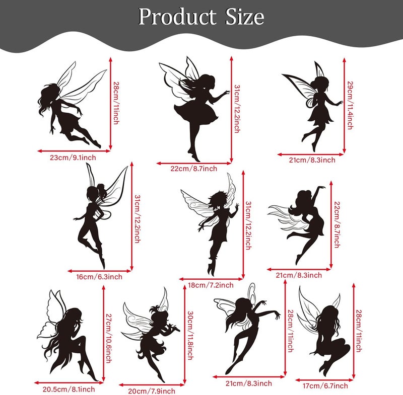 WOYINIS Black Fairy Girls Room Wall Decal - DIY Cute Fairy with Large Wings Silhouette Wall Stickers for Nursery and Playroom Decoration - Image 3