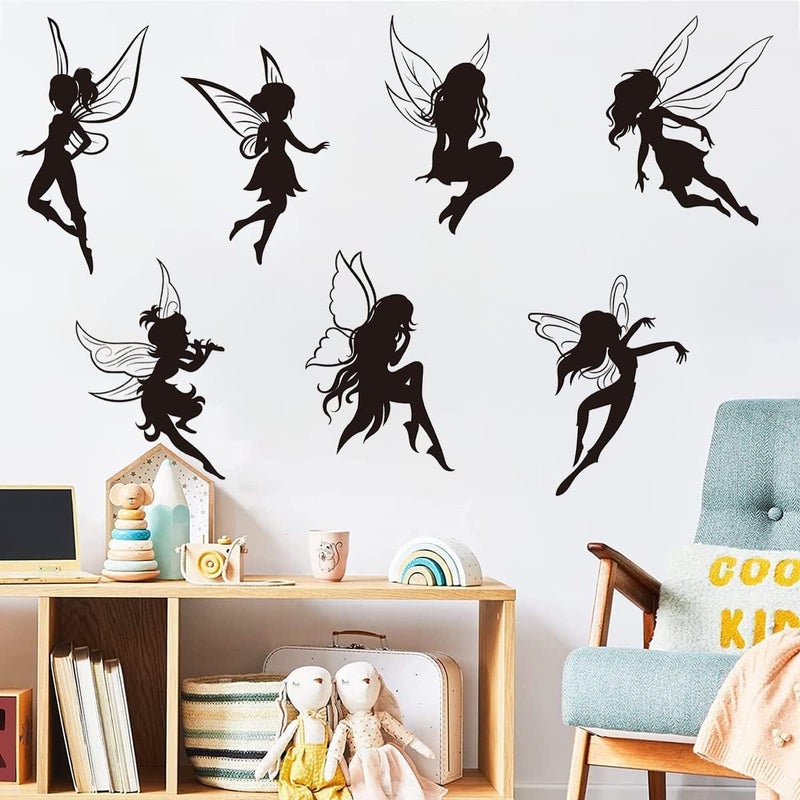 WOYINIS Black Fairy Girls Room Wall Decal - DIY Cute Fairy with Large Wings Silhouette Wall Stickers for Nursery and Playroom Decoration - Image 5