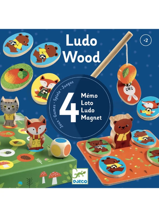 DJECO 4 In 1 Ludo Wood Games