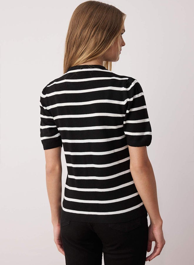 trendyol Black More Sustainable Basic Striped Knitwear Cardigan - Image 4