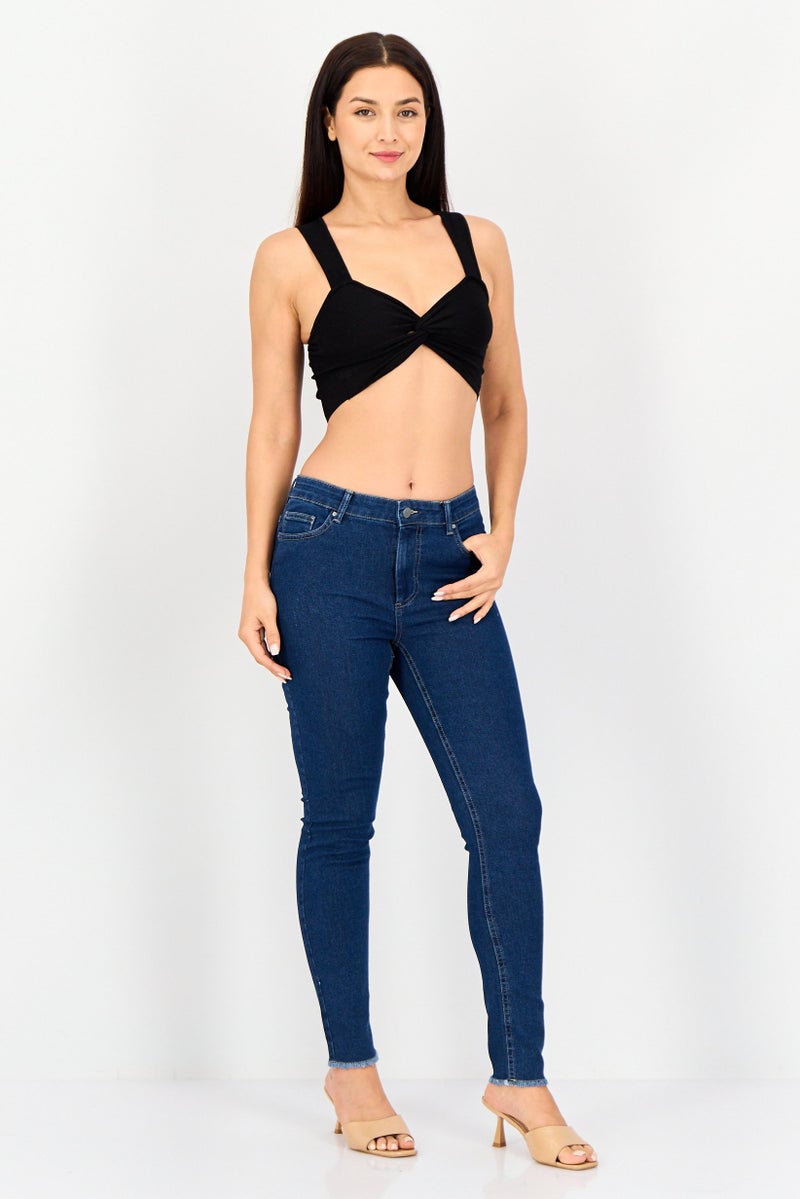 JDY Women Regular Fit Washed Stretchable Jeans, Dark Blue - Image 2
