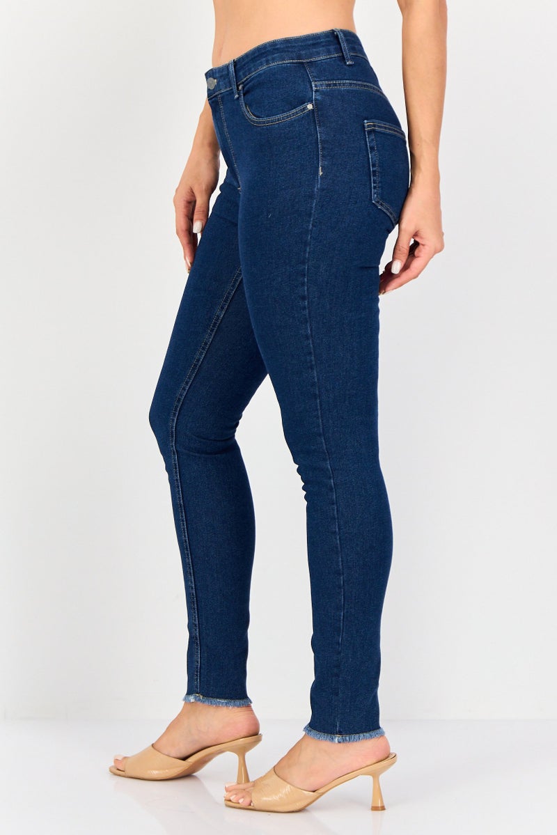 JDY Women Regular Fit Washed Stretchable Jeans, Dark Blue - Image 4