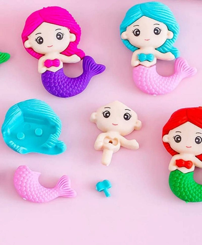 Tera13 Mermaid Theme Eraser (4 Pcs) - Multicolor Rubber Eraser for Kids & Girls - Image 4