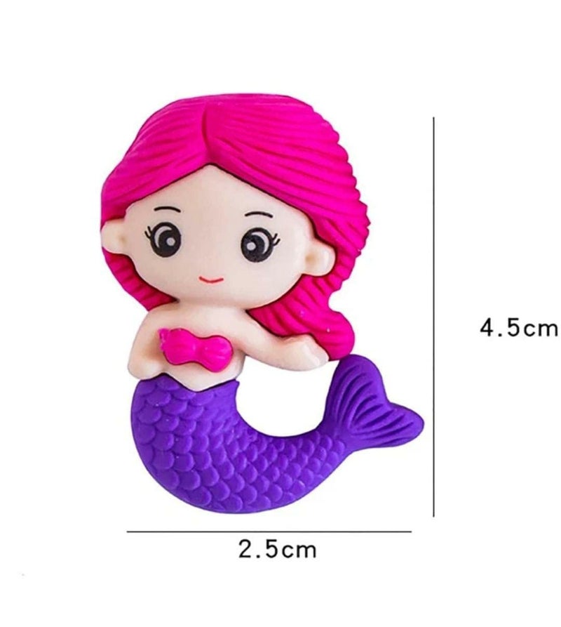 Tera13 Mermaid Theme Eraser (4 Pcs) - Multicolor Rubber Eraser for Kids & Girls - Image 2