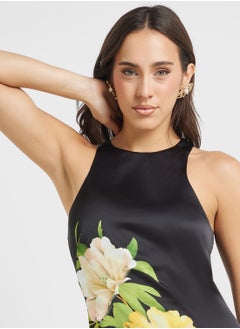 Adrianna Papell Halter Neck Floral Print Dress  - Image 3