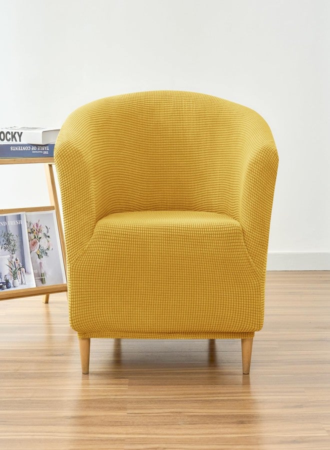 PENDEJATO Stretch Tub Chair Covers, 1-Piece Club Chair Slipcover Soft Jacquard Barrel Chair Cover Armchair Slipcovers Furniture Protector for Living Room (Yellow) - Image 2