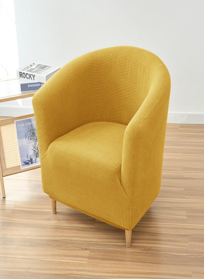 PENDEJATO Stretch Tub Chair Covers, 1-Piece Club Chair Slipcover Soft Jacquard Barrel Chair Cover Armchair Slipcovers Furniture Protector for Living Room (Yellow) - Image 3