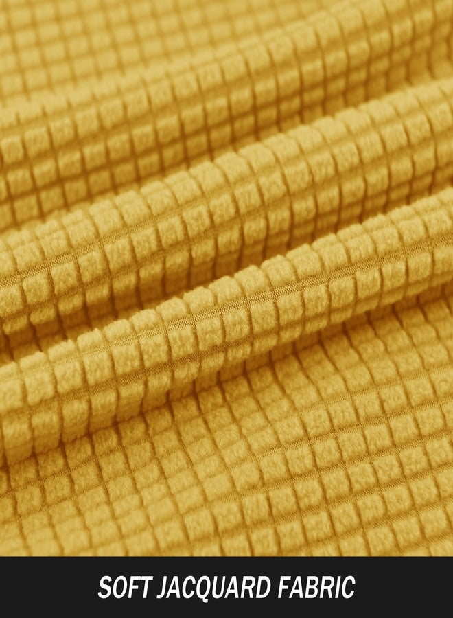 PENDEJATO Stretch Tub Chair Covers, 1-Piece Club Chair Slipcover Soft Jacquard Barrel Chair Cover Armchair Slipcovers Furniture Protector for Living Room (Yellow) - Image 4