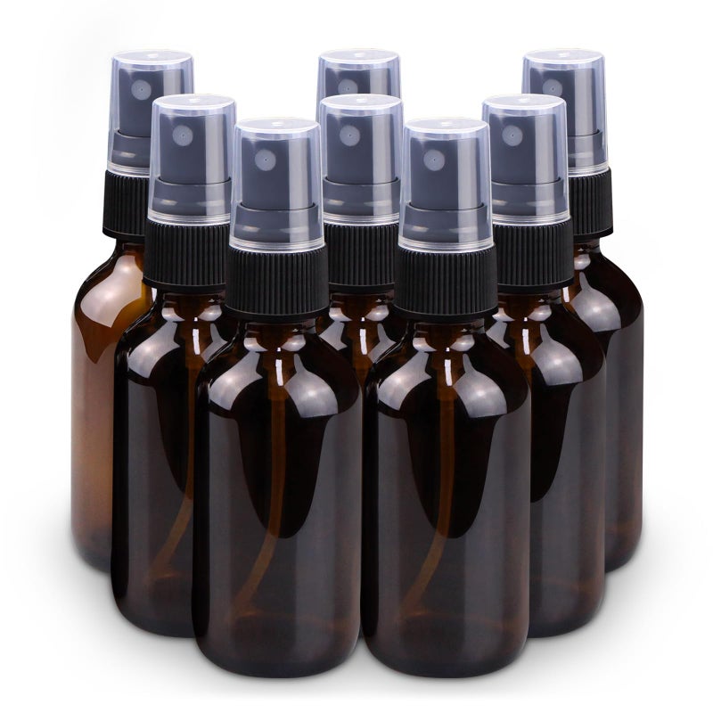 Wedama Spray Bottle  2 Oz Fine Mist Glass Spray Bottles  Little Refillable Liquid Containers For Watering Flowers Cleaning (8 Pack  Amber) - Image 1