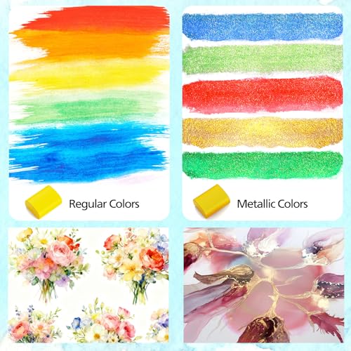 Caliart 128 Colors Watercolor Paint Set Portable, for Adults Artists Professionals Teen Girls Boys Beginners, Art Supplies Watercolor Painting Kit Sketch Coloring Drawing Christmas Gifts - Image 5