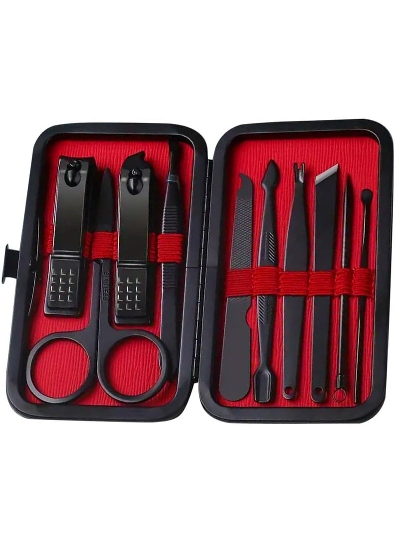 RACO RACO Manicure Set Pedicure Kit Professional 10 Pcs Nail Clipper for Men & Women Stainless Steel Sharp Cutter Grooming Tool Kit with Portable Travel Case Black - Image 1