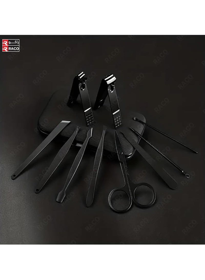 RACO RACO Manicure Set Pedicure Kit Professional 10 Pcs Nail Clipper for Men & Women Stainless Steel Sharp Cutter Grooming Tool Kit with Portable Travel Case Black - Image 2