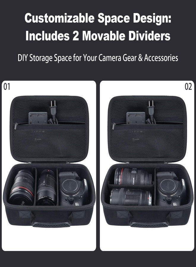 خانكة حقيبة كاميرا خانكا لكاميرا كانون EOS Rebel T7/T100/T6/R50/R100/R5/R7/R8/R6 Mark II/SL3 DSLR، حقيبة سفر واقية لحمل كاميرا كانون EOS Rebel وعدسة 18-55 مم/18-45 مم (الحقيبة فقط) - Image 4