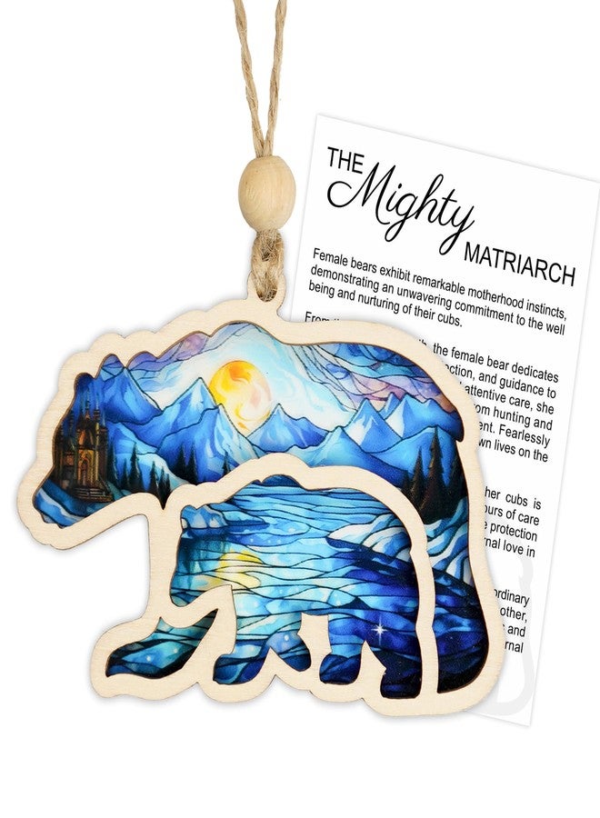 MAILAMCRAFT Mama Bear Suncatcher Effect Ornament with Story Card, Mama Bear Decorations, Mothers Day for Mom from Kids Son Daughter, The Mighty Matriarch Bear and Cub Ornaments, Motherhood Gift - Image 1