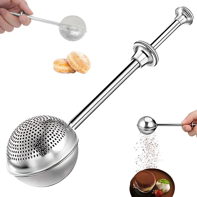 MARKQ Dusting Wand for Sugar, Flour and Spices – 18/8 Stainless Steel, Spring-Operated Handle for One-Handed Operation – Professional Baking Tool – Pack of 1 - Image 1