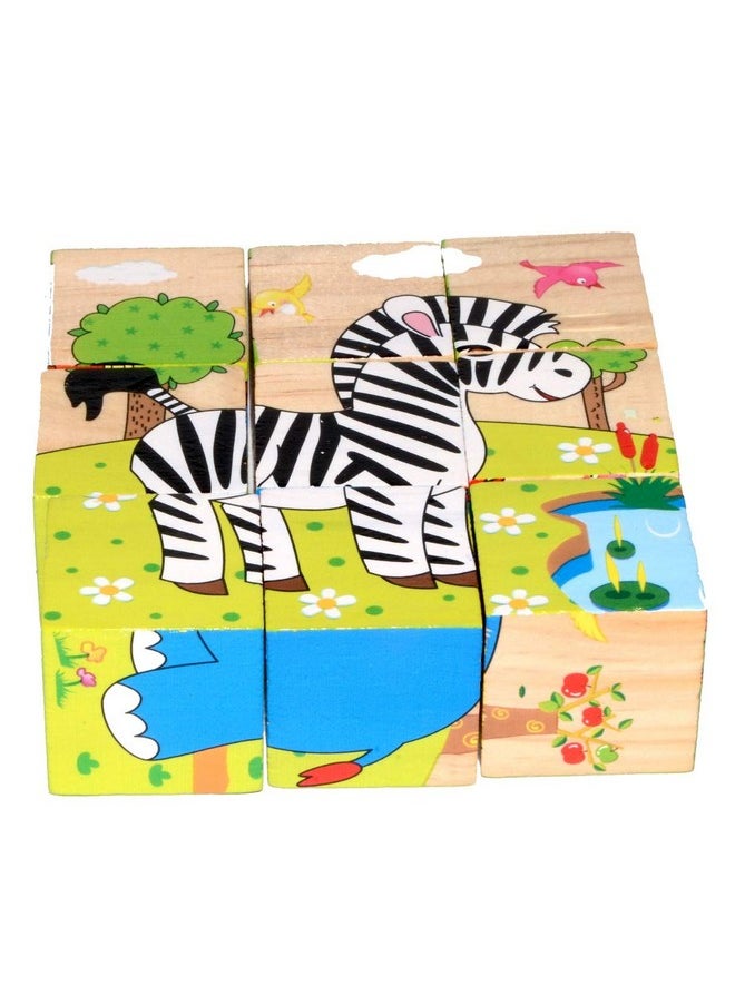 Vibgyor Vibes Vibgyor Vibes Early Age 6 in 1 Wood Block Puzzles for Small Kids (Wild Animals Theme), Multi Color  - Image 1