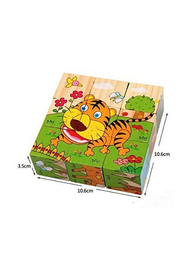 Vibgyor Vibes Vibgyor Vibes Early Age 6 in 1 Wood Block Puzzles for Small Kids (Wild Animals Theme), Multi Color  - Image 5