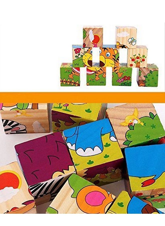 Vibgyor Vibes Vibgyor Vibes Early Age 6 in 1 Wood Block Puzzles for Small Kids (Wild Animals Theme), Multi Color  - Image 4