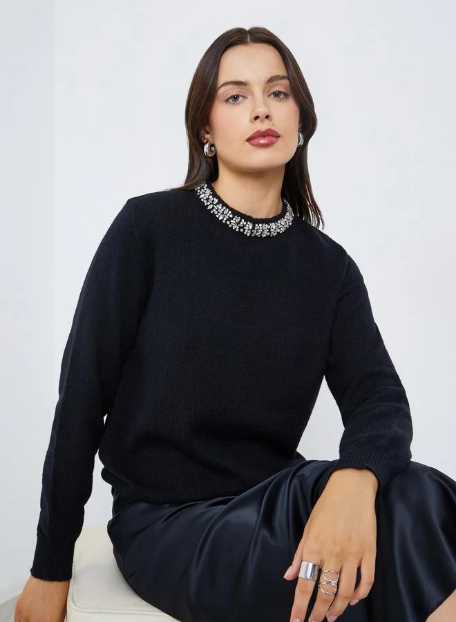 ستايلي سويتر منمق بقصة عادية