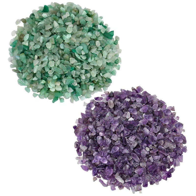 SUNYIK Amethyst/Green Aventurine Tumbled Chips Crystal Crushed Pieces Irregular Shaped 1pound(About 460 gram) - Image 1
