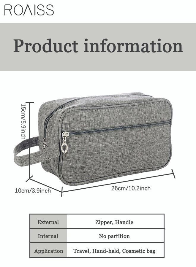 roaiss Unisex Travel Toiletry Bag with Zipper Closure and Carry Handle, Premium Nylon Travel Organizer with Spacious Compartments, Simple Makeup Bag for Cosmetics, Necessities and Wash Accessories - Image 4