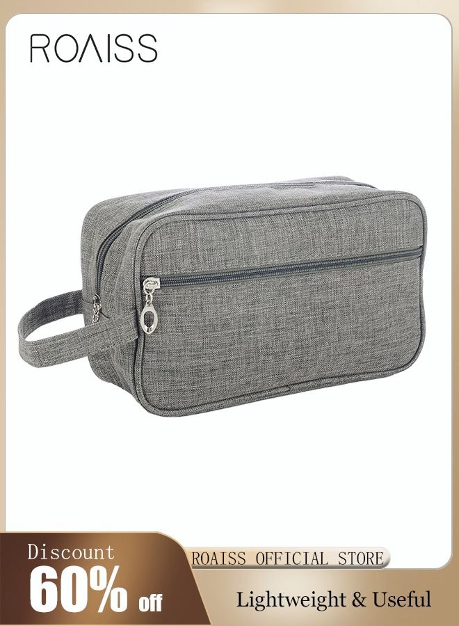 roaiss Unisex Travel Toiletry Bag with Zipper Closure and Carry Handle, Premium Nylon Travel Organizer with Spacious Compartments, Simple Makeup Bag for Cosmetics, Necessities and Wash Accessories - Image 1