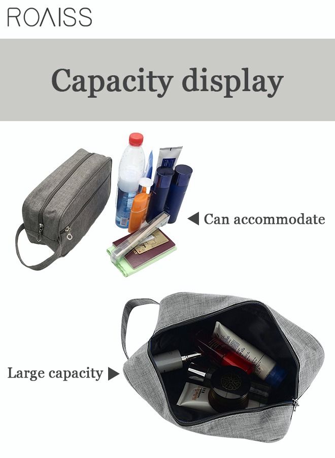 roaiss Unisex Travel Toiletry Bag with Zipper Closure and Carry Handle, Premium Nylon Travel Organizer with Spacious Compartments, Simple Makeup Bag for Cosmetics, Necessities and Wash Accessories - Image 5