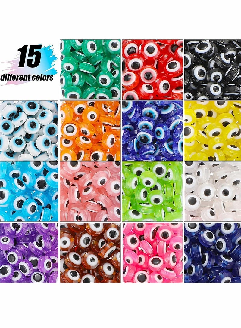 Excefore Evil Eye Beads Evil Eye Handmade Resin Beads, Charms Round Evil Eye Spacer Beads Handmade Beads for DIY Jewelry Bracelet Earring Necklace Craft Making, 15 Colors (750 Pcs) - Image 5