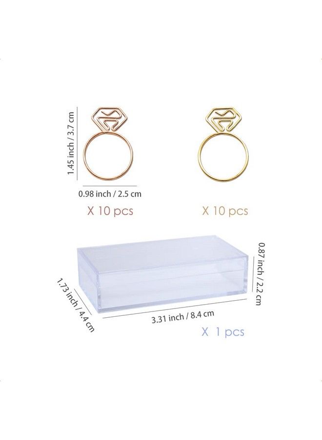 OWLFAVO Diamond Ring Shape 20Pcs Paper Clips With Clear Box Rose Gold And Yellow Gold Funny Cute Paperclips Bookmarks Planner Clips For Fun Office Supplies College Gifts Wedding Decoration - Image 3