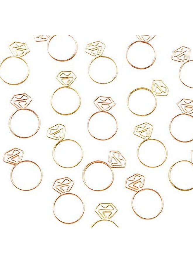 OWLFAVO Diamond Ring Shape 20Pcs Paper Clips With Clear Box Rose Gold And Yellow Gold Funny Cute Paperclips Bookmarks Planner Clips For Fun Office Supplies College Gifts Wedding Decoration - Image 4