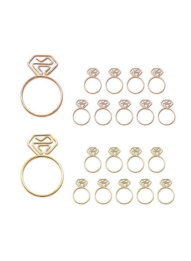 OWLFAVO Diamond Ring Shape 20Pcs Paper Clips With Clear Box Rose Gold And Yellow Gold Funny Cute Paperclips Bookmarks Planner Clips For Fun Office Supplies College Gifts Wedding Decoration - Image 2