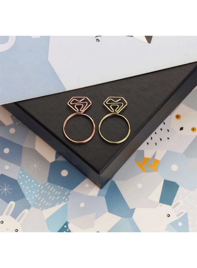 OWLFAVO Diamond Ring Shape 20Pcs Paper Clips With Clear Box Rose Gold And Yellow Gold Funny Cute Paperclips Bookmarks Planner Clips For Fun Office Supplies College Gifts Wedding Decoration - Image 5