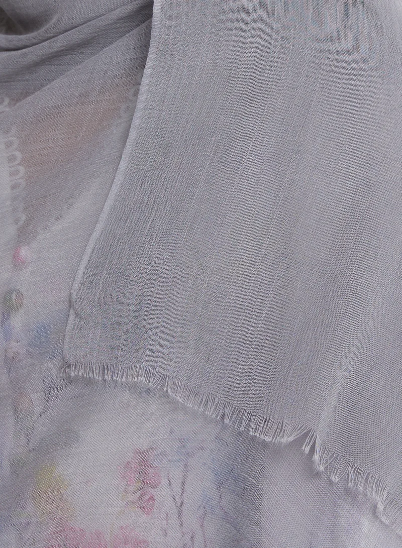 خزانة Frayed Edge Cotton Mix Long Hijab Scarf